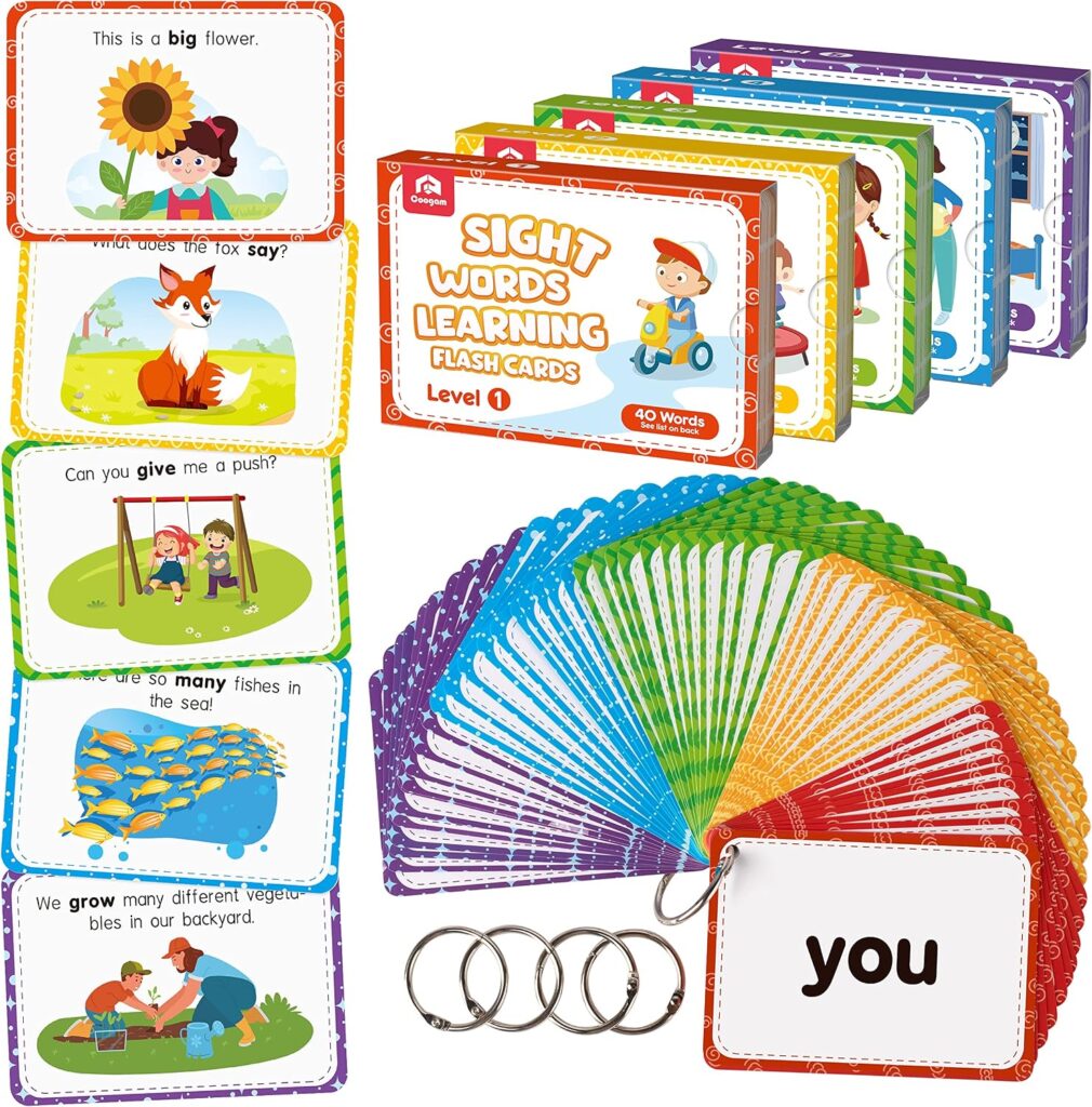 Reading Practice Cards on Rings