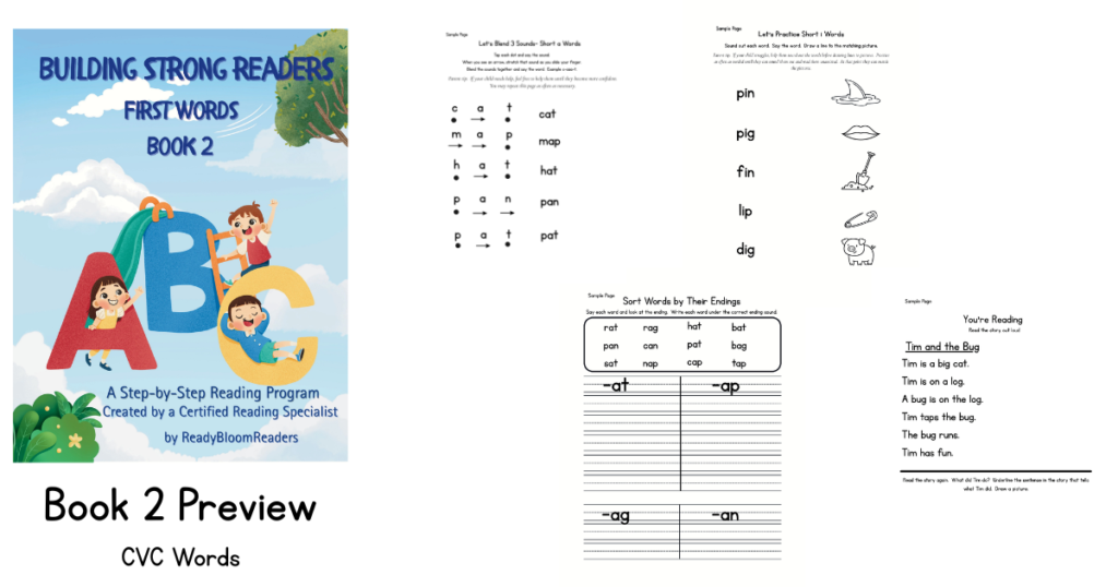 Sample pages from the First Words workbook